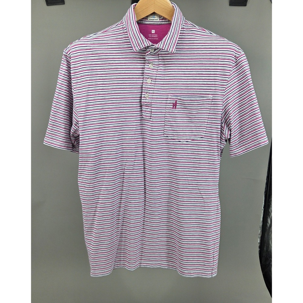 Johnnie O Hangin Out Polo MensXL Striped Short Sleeve Pocket Casual Preppy Shirt
